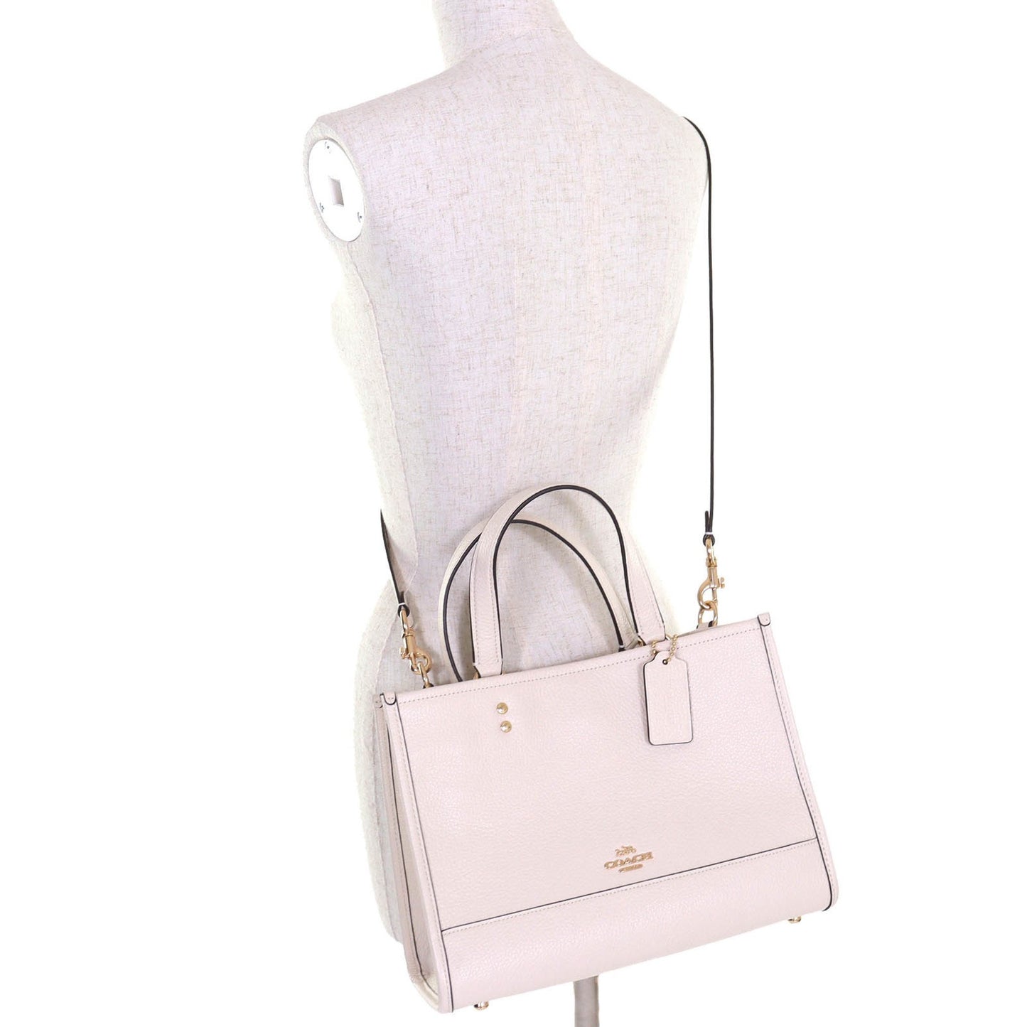 Coach 24Aw Co976 Logo Dempsey 2-Way Leather Tote Bag/Shoulder Bag In Chalk Ivory