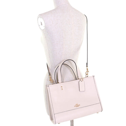 Coach 24Aw Co976 Logo Dempsey 2-Way Leather Tote Bag/Shoulder Bag In Chalk Ivory