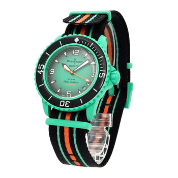 Swatch Blancpain X Fifty Fathoms Pacific Ocean So35I100 Men'S Watch With Date