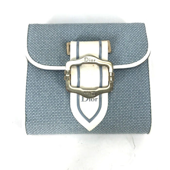 Christian Dior Bicolor Logo Compact Wallet Folded Wallet Blue