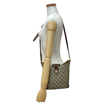 Gucci Old Gucci Vintage Sherry Line Gg Logo Hardware Leather Shoulder Bag Brown 96481
