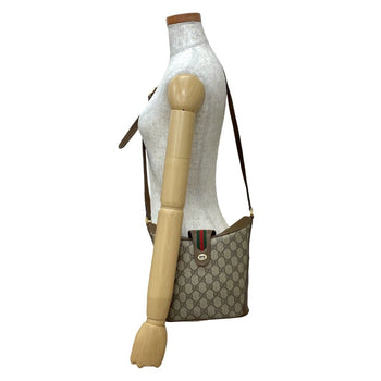 Gucci Old Gucci Vintage Sherry Line Gg Logo Hardware Leather Shoulder Bag Brown 96481