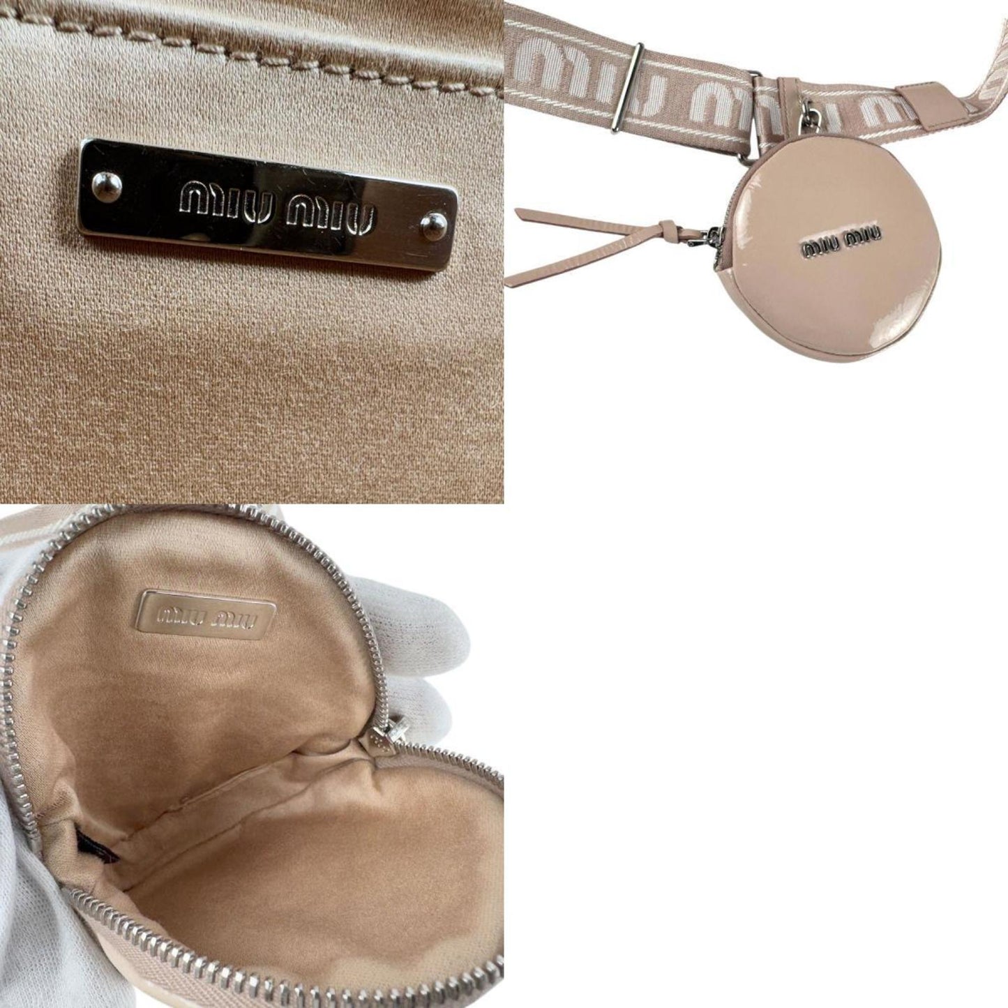 Miu Miu Miu Shoulder Bag In Patent Leather Pink Beige