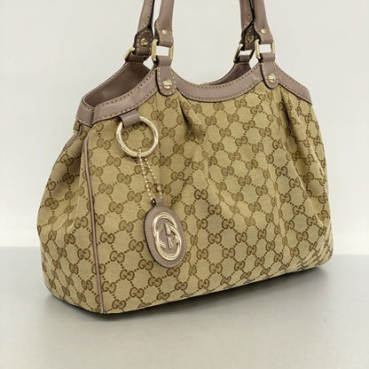 Gucci Gg Canvas Sukey Handbag 211944 Brown Champagne