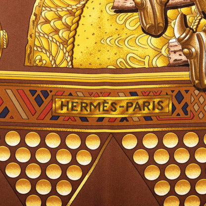 Hermes Herms Carr 90 "Lor Des Chefs" Gold Chiefs Scarf
