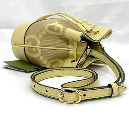 Gucci Shoulder Bag Mini Bucket F-23500 Yellow Jumbo Gg 550620 Unused Canvas Leather 498879 Gucci