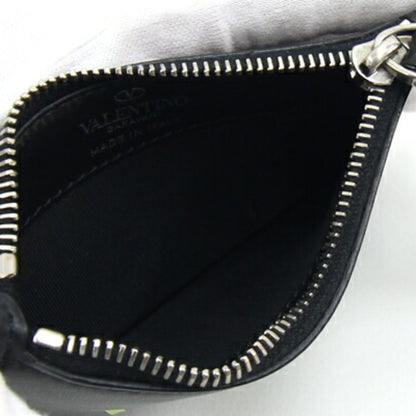 Valentino Coin Case Ty2P0540Lvn Black Neon Yellow Leather Fragment Card Wallet