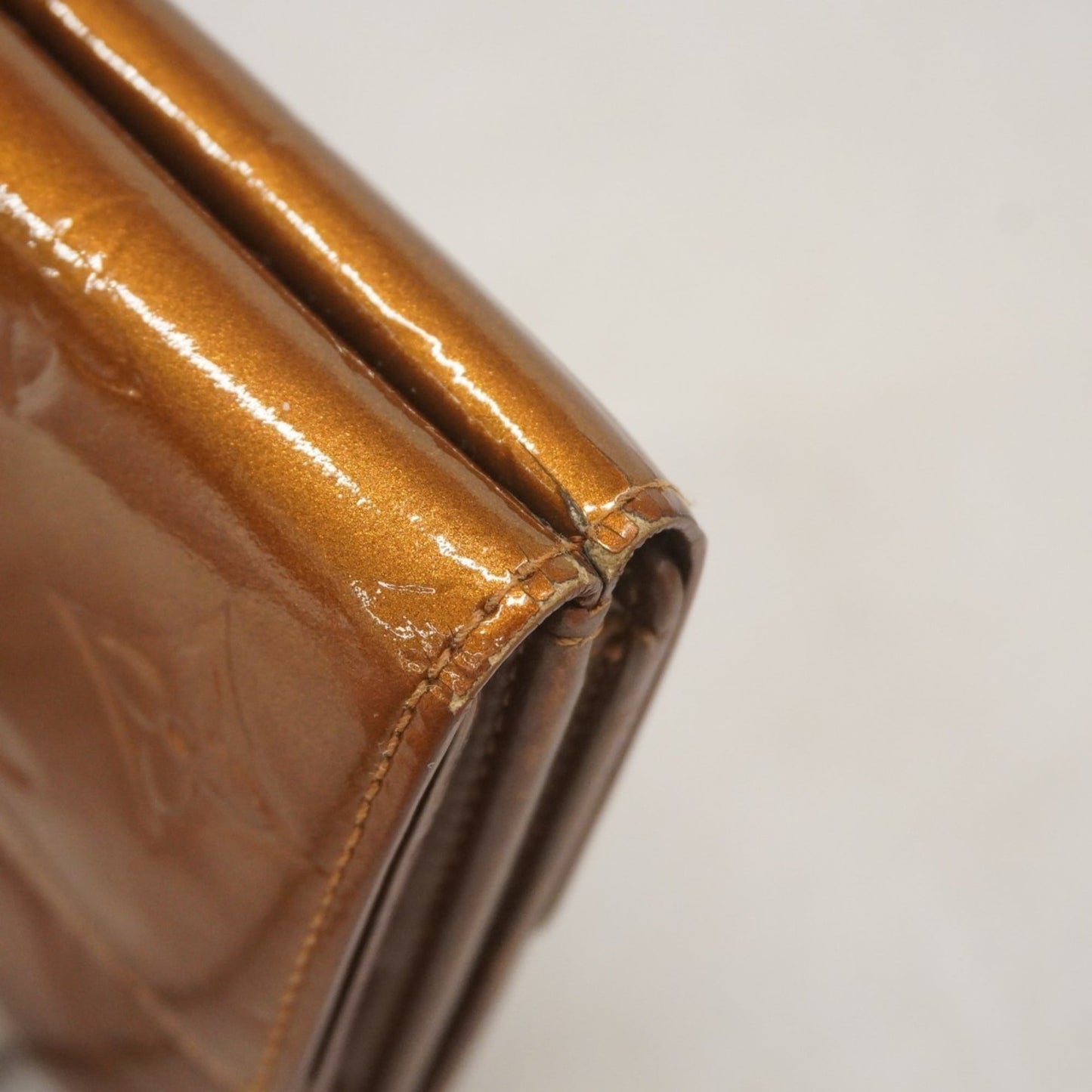 Louis Vuitton Vernis Porte Monnaie Carte Credit Tri-Fold Wallet M91170 Bronze