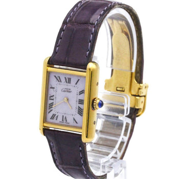 Cartier Must Tank Vermeil Gold Plated Leather Quartz