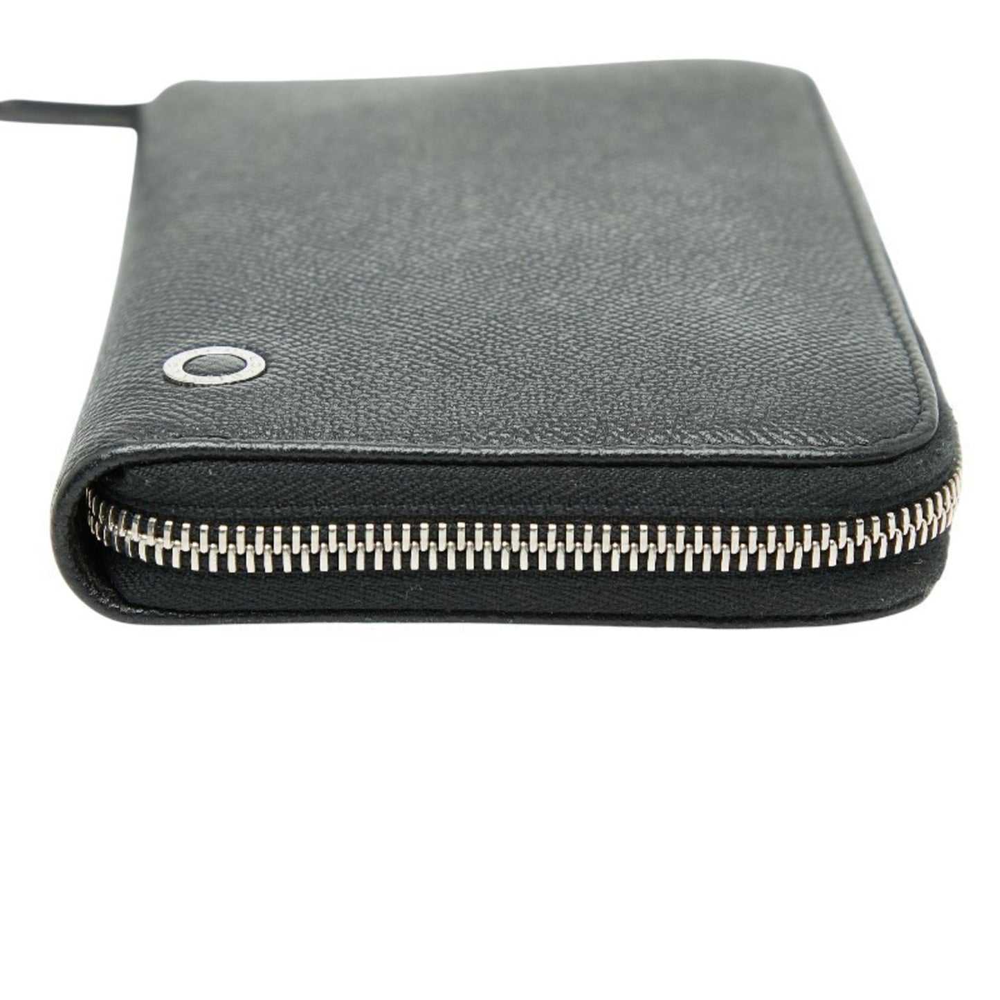 Bvlgari Man Round Zip Long Wallet Black Leather