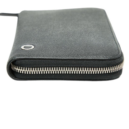 Bvlgari Man Round Zip Long Wallet Black Leather