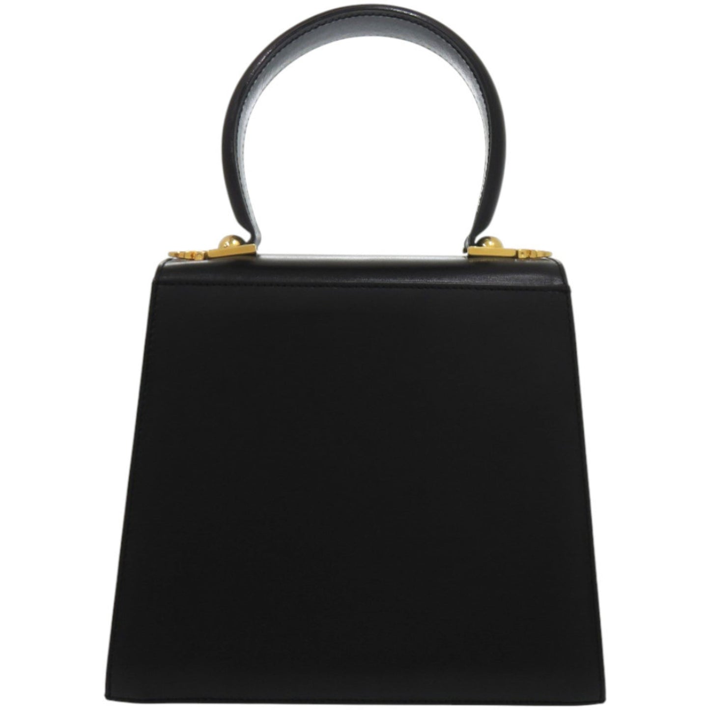 Salvatore Ferragamo Gancini Leather Handbag In Black With Gold Hardware