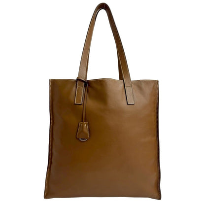 Prada Prada Triangle Logo Leather Tote Bag