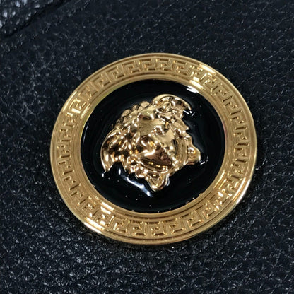 Versace Medusa Logo Pochette Shoulder Bag In Black Leather