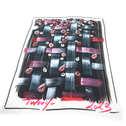 Chanel 100% Cashmere Tweed 2023 Fringed All-Over Print Large Stole/Shawl