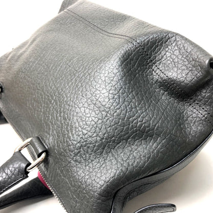 Coach 21140 Textured Legacy Bag Shoulder Bag Charcoal Gray Gray Fuchsia Pink