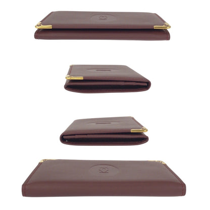 Cartier Must Line Wine Red Bordeaux Gold Hardware Leather Card Case/Business Holder