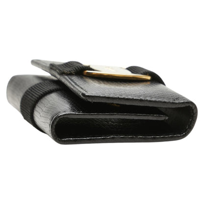 Salvatore Ferragamo Vara 6-Ring Key Case In Black Leather