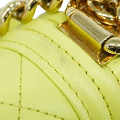 Chanel Shoulder Bag Boy Chain Lambskin Green Champagne