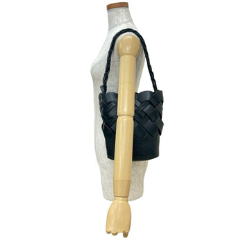 Prada Prada Logo Embossed Mesh Leather Semi-Shoulder Bag/One-Shoulder Bag Handbag Black E40-5