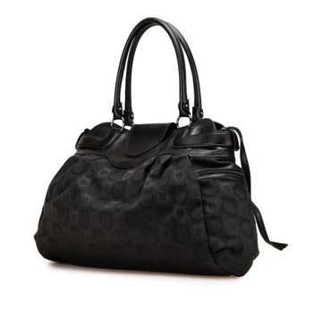 Salvatore Ferragamo Gancini Handbag Tote Bag In Black Canvas