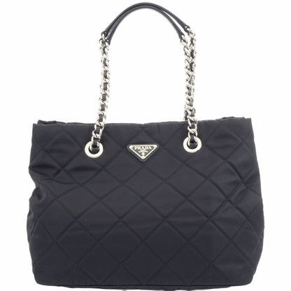Prada Quilted Chain Tote Bag 1Bg740 Nylon | Leather Black