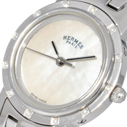 Hermes Hermes Cl4.230 Clipper Nacle Watch Quartz Shell Dial Bezel 12P Diamond