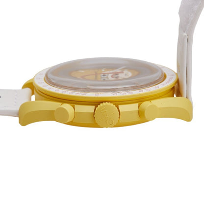 Omega X Swatch Speedmaster Moon Mission To The Sun Watch So33J100 Quartz Gold Dial Ceramic Nylon