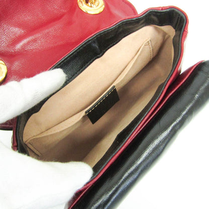 Gucci Interlocking G Chain Shoulder Bag 576423 Women'S Leather Shoulder Bag Black