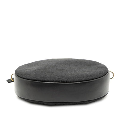 Gucci Gg Canvas Crossbody Shoulder Bag Pochette 90700 Black Leather