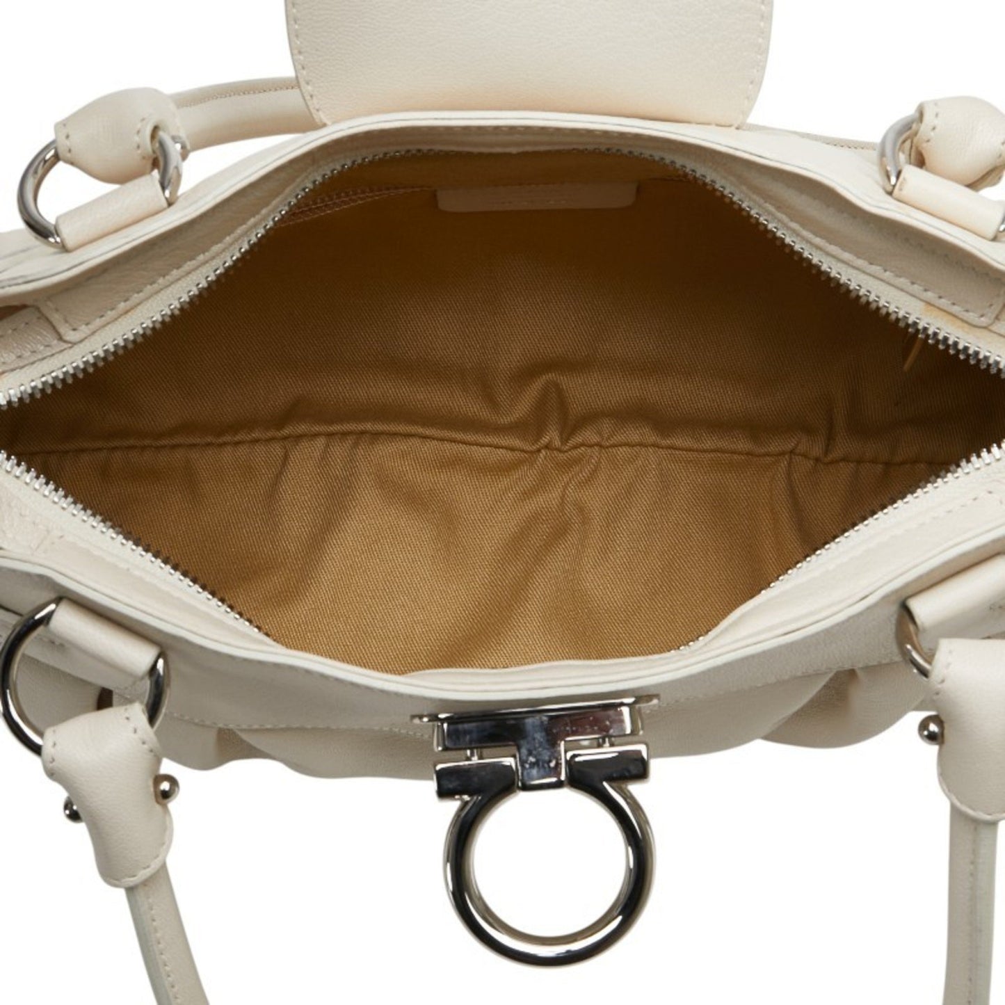 Salvatore Ferragamo Gancini Handbag Au-21 6317 White Leather