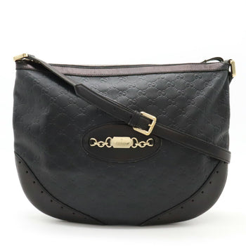 Gucci Guccissima Shoulder Bag Leather Black 145991