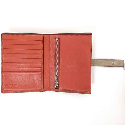 Loewe Bi-Fold Wallet Vertical Small Ec-23121 Beige Camel Brown Salmon Pink Anagram C660S87X01