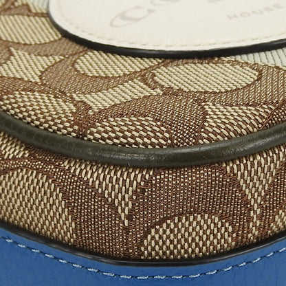 Coach Shoulder Bag 2635 Signature Dempsey Canvas Leather Beige Blue Khaki Camera Pochette