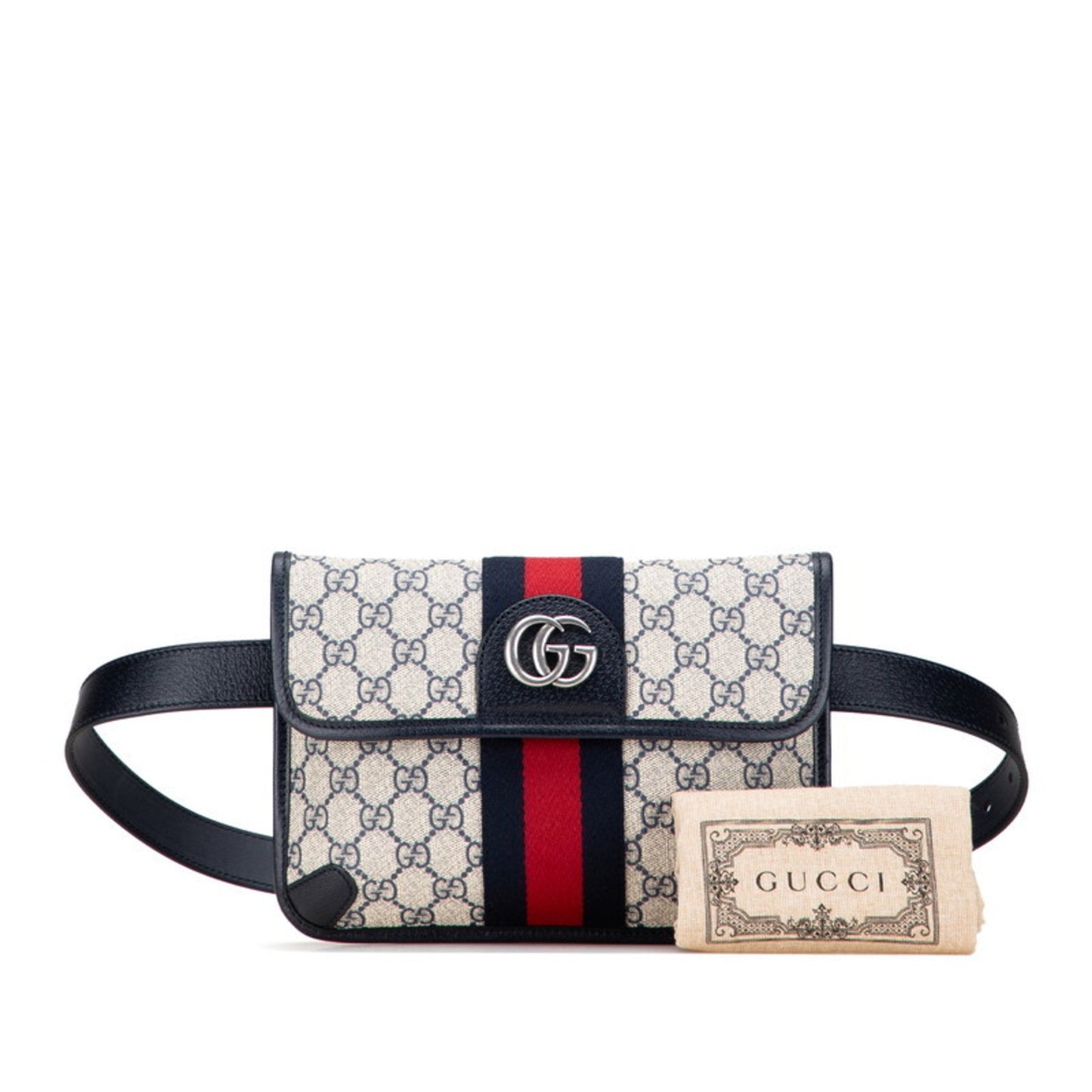 Gucci Gg Supreme Ophidia Waist Bag/Body Bag 674081 Beige Navy Leather