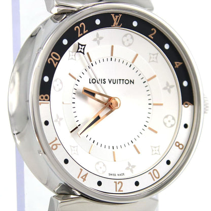Louis Vuitton Tambour Moon Dual Time Qa105 Ss Wristwatch Quartz