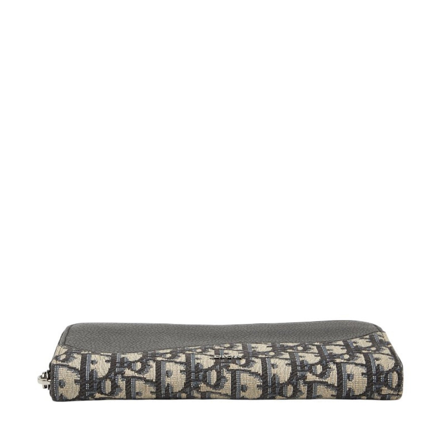 Christian Dior Dior Oblique Saddle Long Zip Wallet Navy Canvas Leather