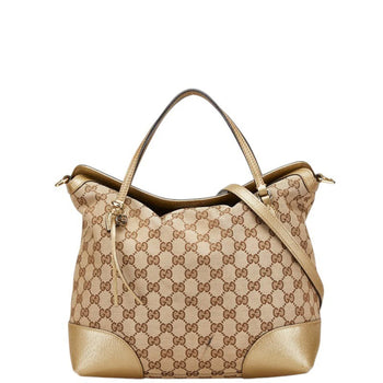 Gucci Gg Canvas Brie Handbag/Shoulder Bag 2Way 353120 Beige Gold Leather