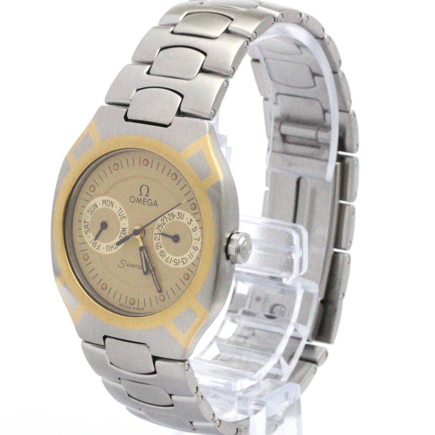 Omega Seamaster Polaris Day Date 18K Gold Steel Watch 396.1022 Polished