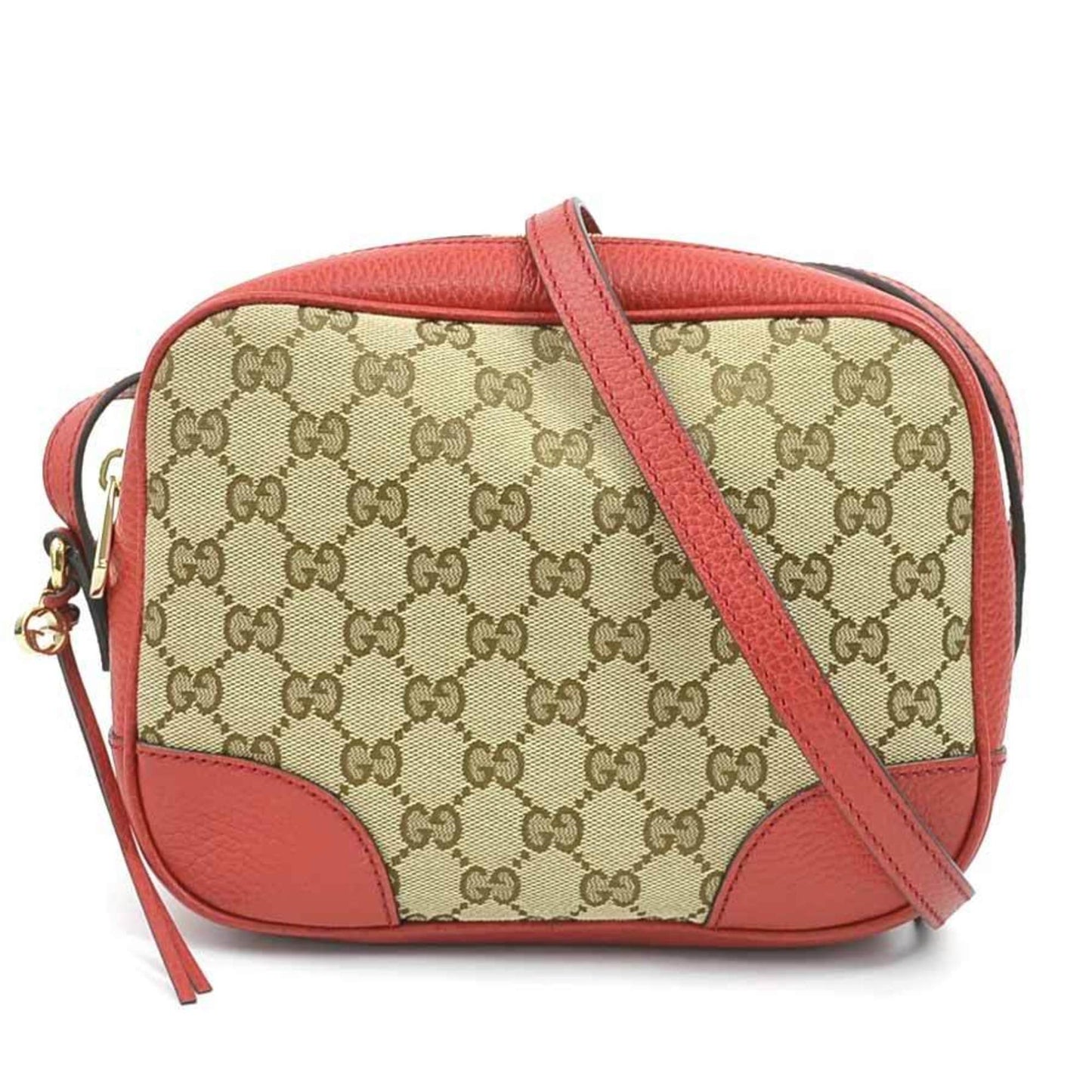 Gucci Gg Canvas And Leather Shoulder Bag In Red Brown