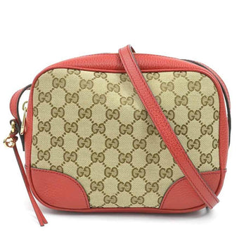 Gucci Gg Canvas And Leather Shoulder Bag In Red Brown