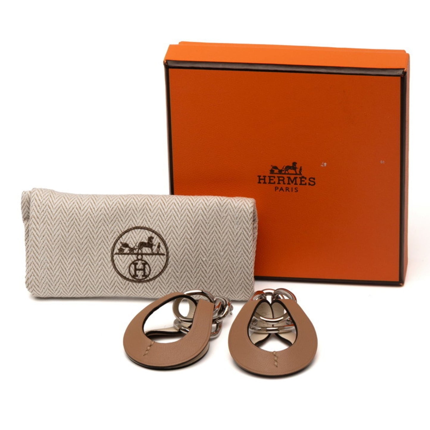 Hermes Herms Villevorte Gm Earrings In Chai Beige