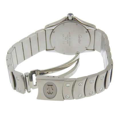Cartier Santo Cougar Mm Watch W20027K1 Stainless Steel Quartz Analog Display White Dial