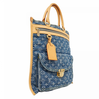 Louis Vuitton Monogram Denim Flat Shopper Tote Bag M95018 Blue