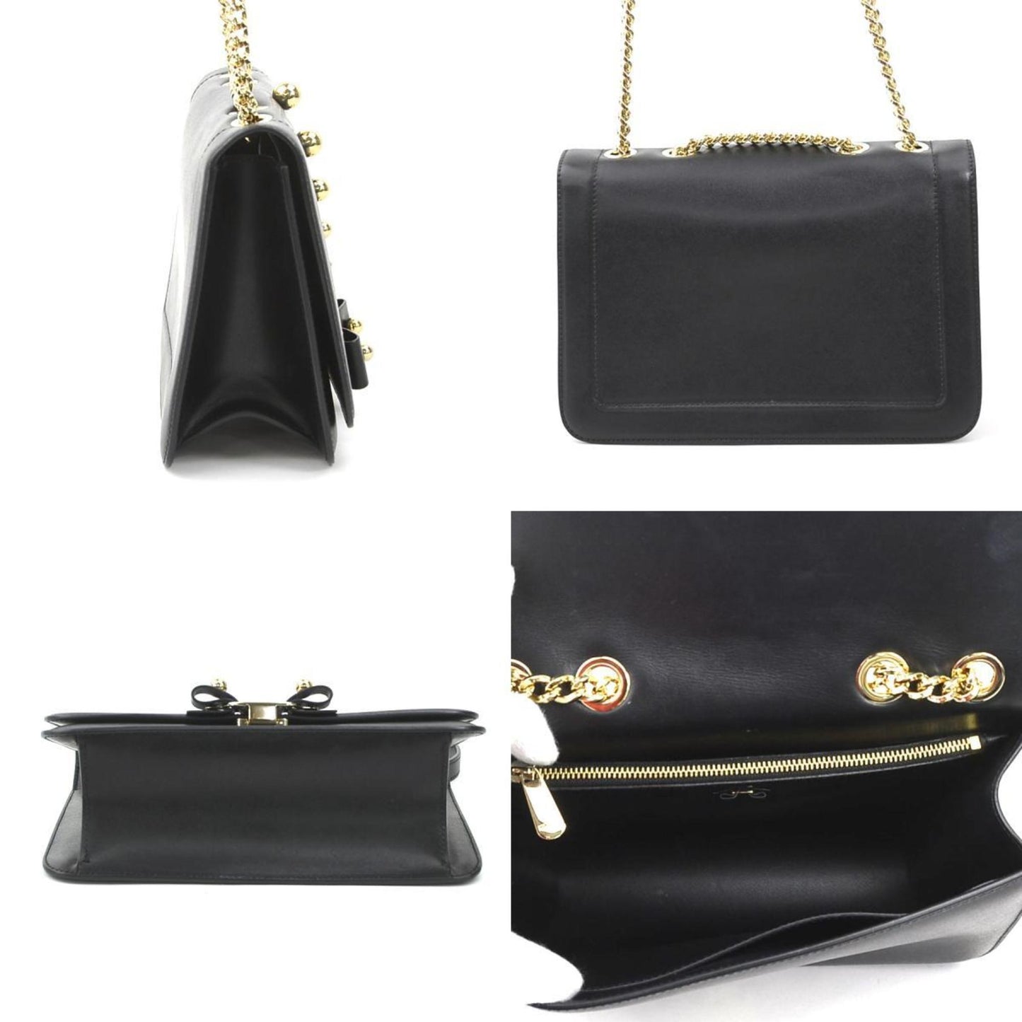 Salvatore Ferragamo Shoulder Bag Vara Ribbon Leather Black