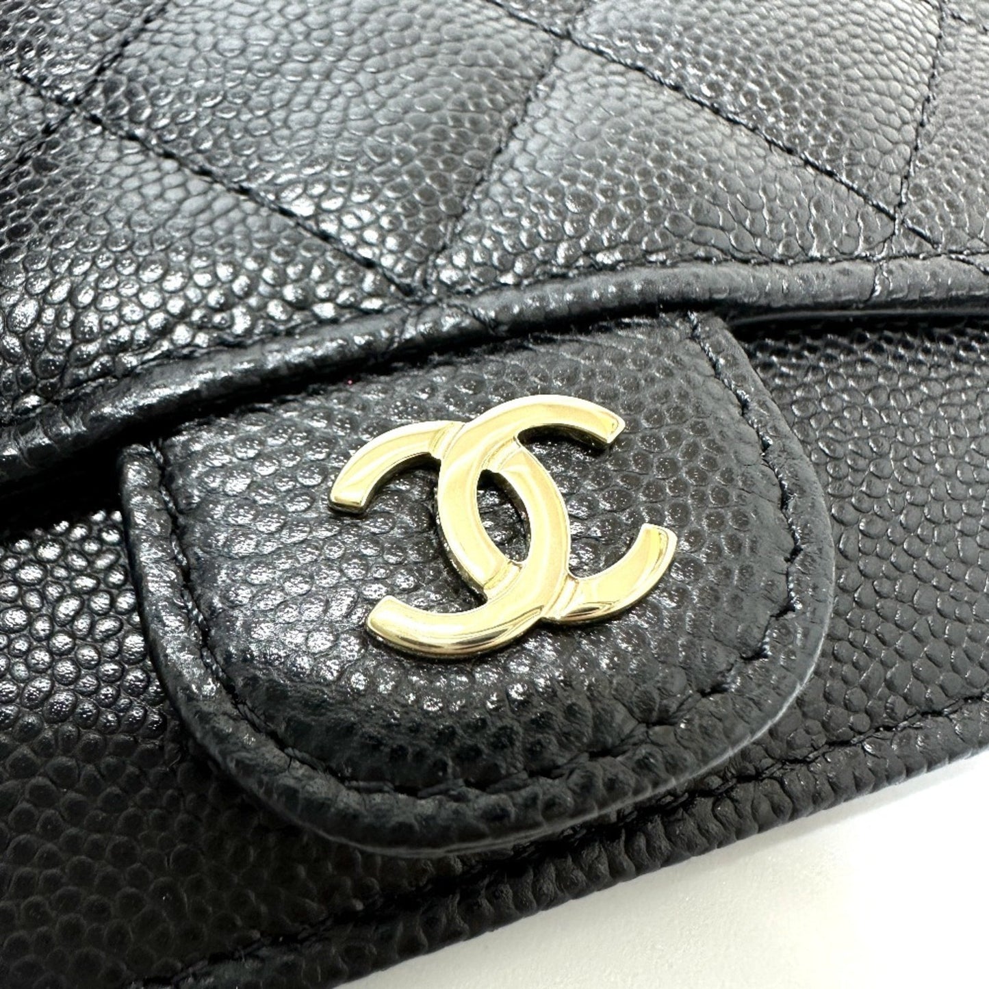 Chanel Ap2570 Coco Mark Matelasse Classic Zip Business Card Holder/Card Case Wallet/Coin Caviar Skin