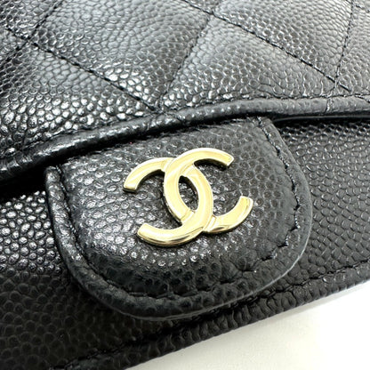 Chanel Ap2570 Coco Mark Matelasse Classic Zip Business Card Holder/Card Case Wallet/Coin Caviar Skin