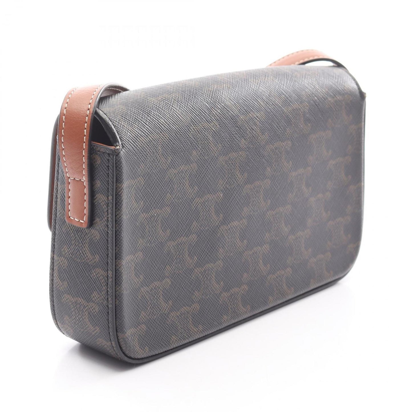 Celine Claude Triomphe Shoulder Bag In Coated Canvas And Leather