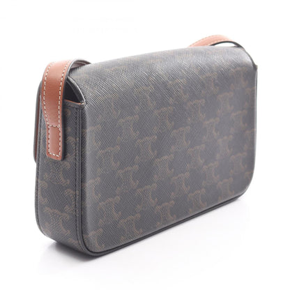 Celine Claude Triomphe Shoulder Bag In Coated Canvas And Leather