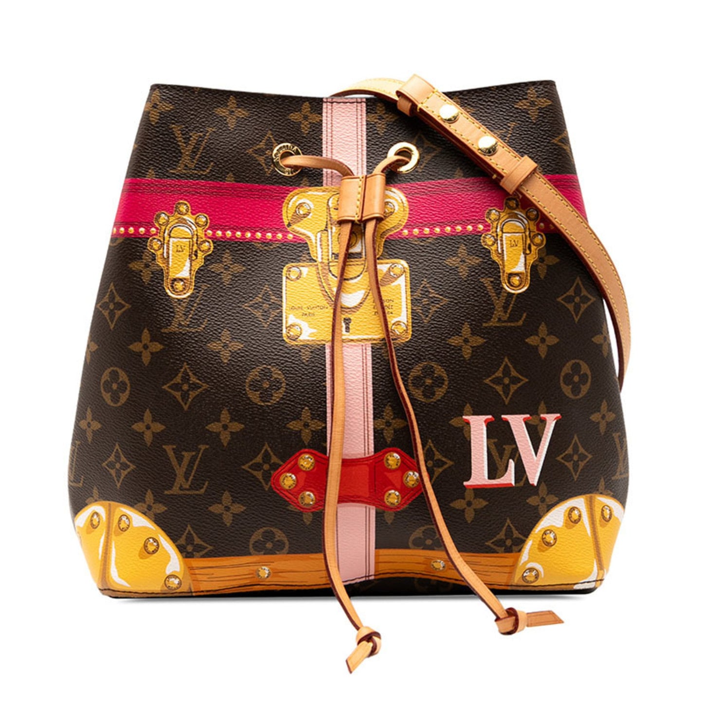 Louis Vuitton Monogram Neonoe Summer Trunk Shoulder Bag M40649 Brown Multicolor Leather